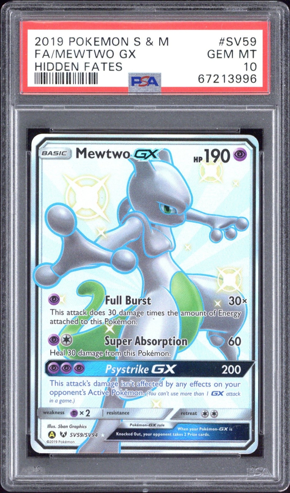 2019 Mewtwo GX Full Art - Pokémon Pokémon Sun & Moon Hidden Fates